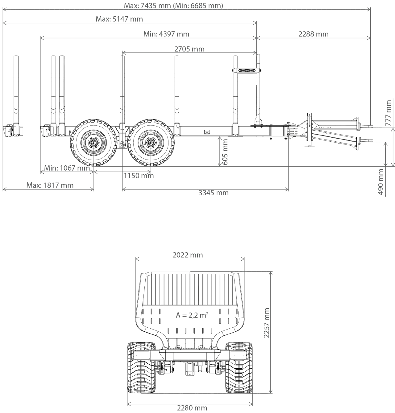 GAP110 Skogsvagn med kran DOT50K